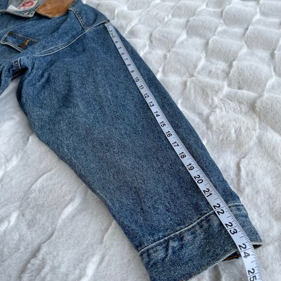 š„VTG Australian Outback Denim Jacket Barn Chores Cargo Pockets Leather Trim XL - Picture 16 of 16